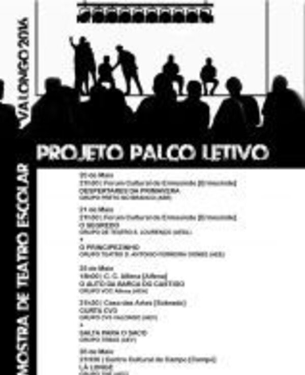 Cartaz do Projeto Palco Letivo com programação de teatro escolar.
