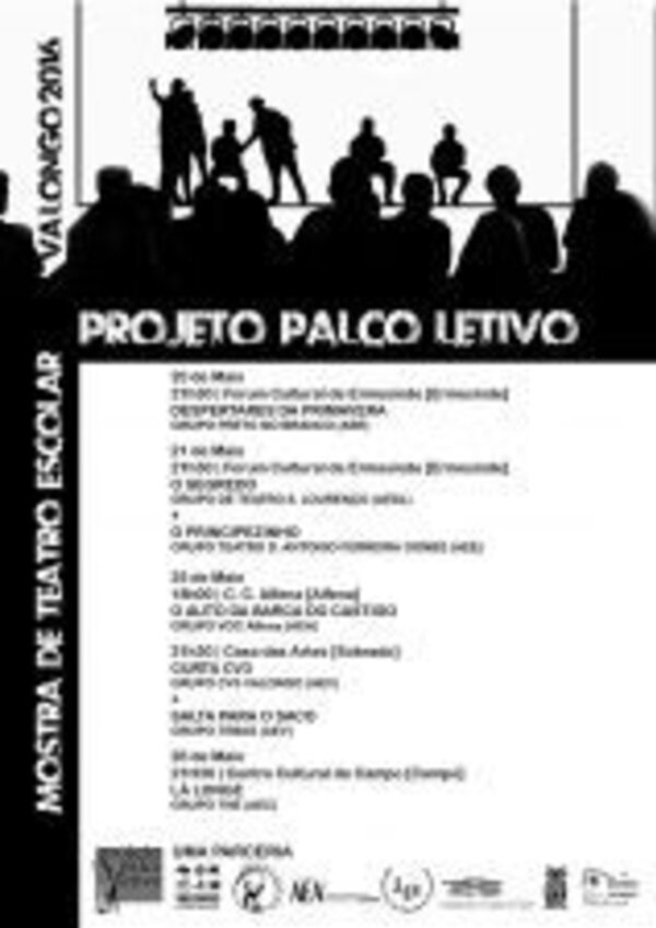 Cartaz do Projeto Palco Letivo com programação de teatro escolar.