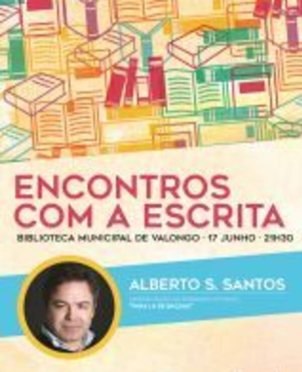 Cartaz do evento 'Encontros com a Escrita' na Biblioteca de Valongo.