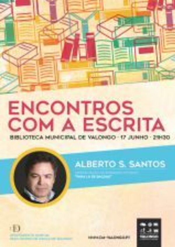 Cartaz do evento 'Encontros com a Escrita' na Biblioteca de Valongo.