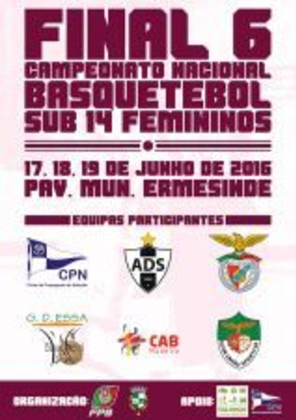 Cartaz da final do campeonato nacional de basquetebol sub 14 feminino.