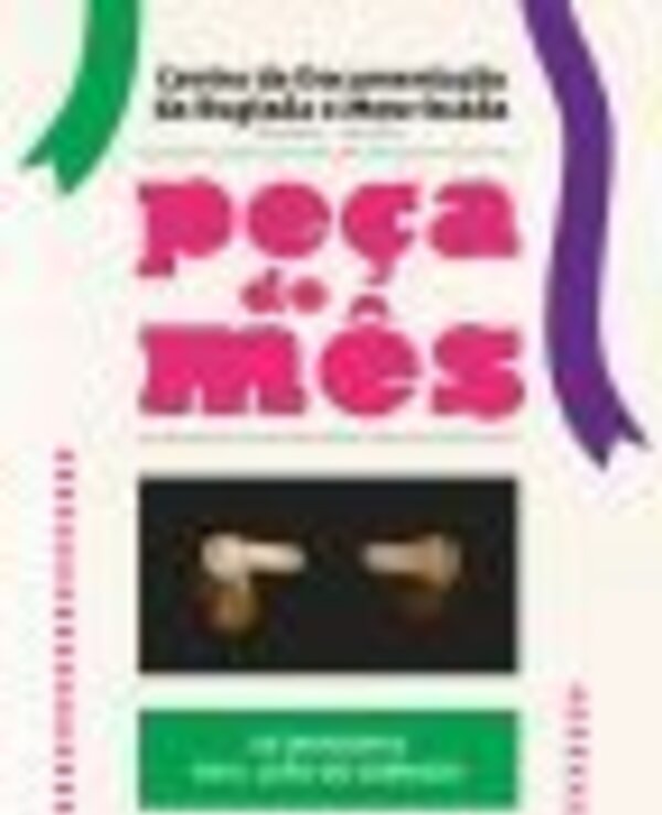 Imagem de um cartaz informativo sobre uma peça do mês, com texto e ilustrações.