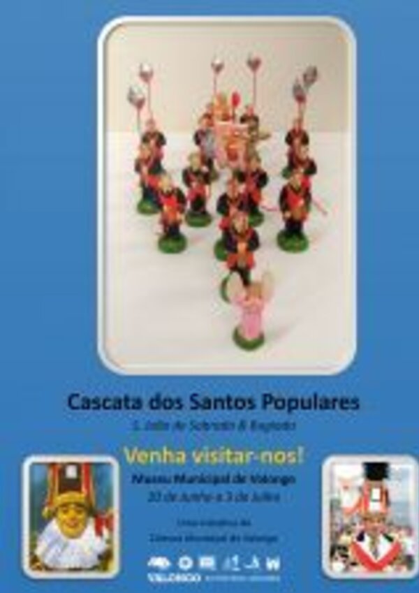 Figuras em miniatura de dançarinos com balões, promovendo evento cultural.