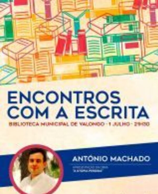 Cartaz do evento 'Encontros com a Escrita' na Biblioteca de Valongo.