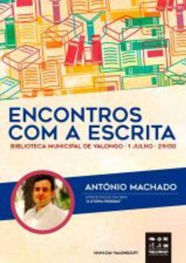 Cartaz do evento 'Encontros com a Escrita' na Biblioteca de Valongo.