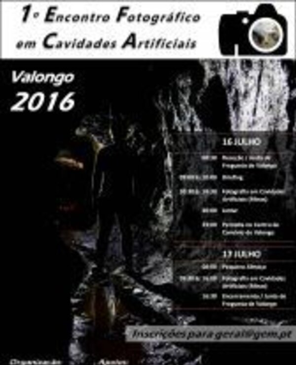 Cartaz do 1º Encontro Fotográfico em Cavidades Artificiais, Valongo 2016.