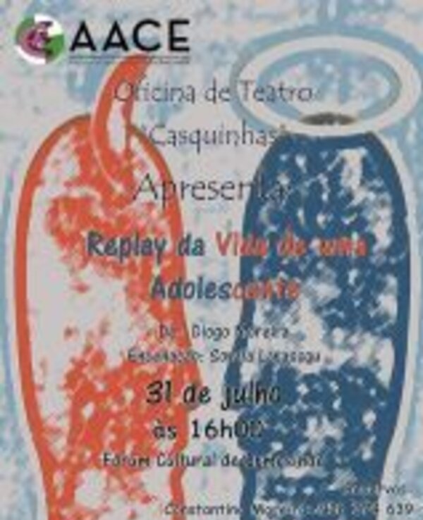 Cartaz da oficina de teatro com detalhes do evento e apresentação.