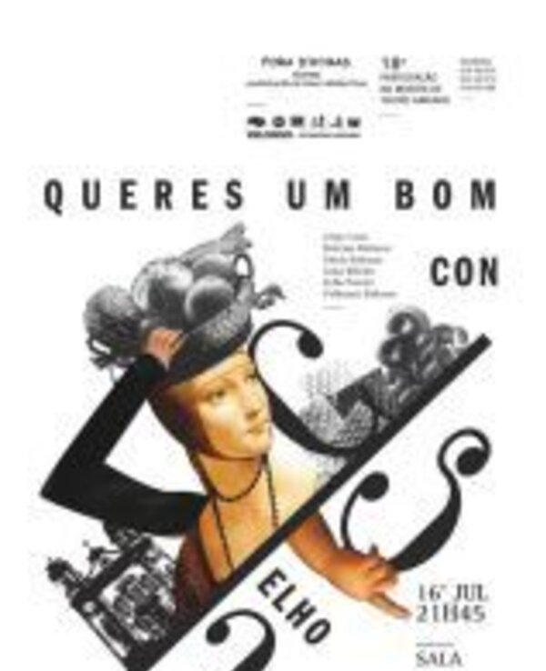Cartaz de evento com título 'Queres um bom conselho?' e data.