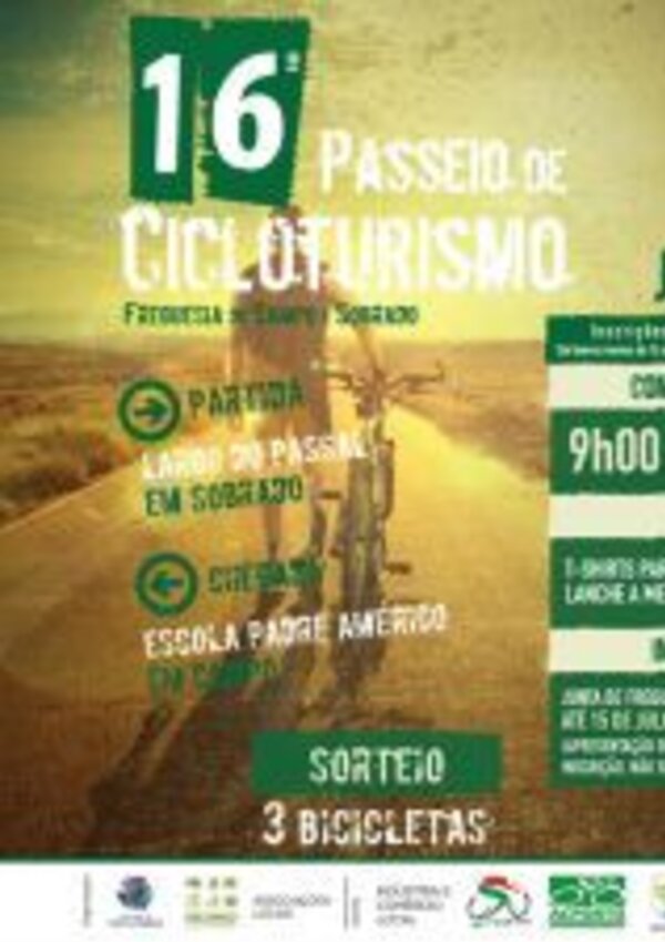 Cartaz do 16º Passeio de Cicloturismo em Sobrado, com detalhes do evento.