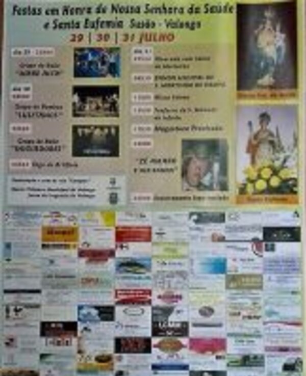 Cartaz das Festas em Nerva com programação e anúncios de patrocinadores.