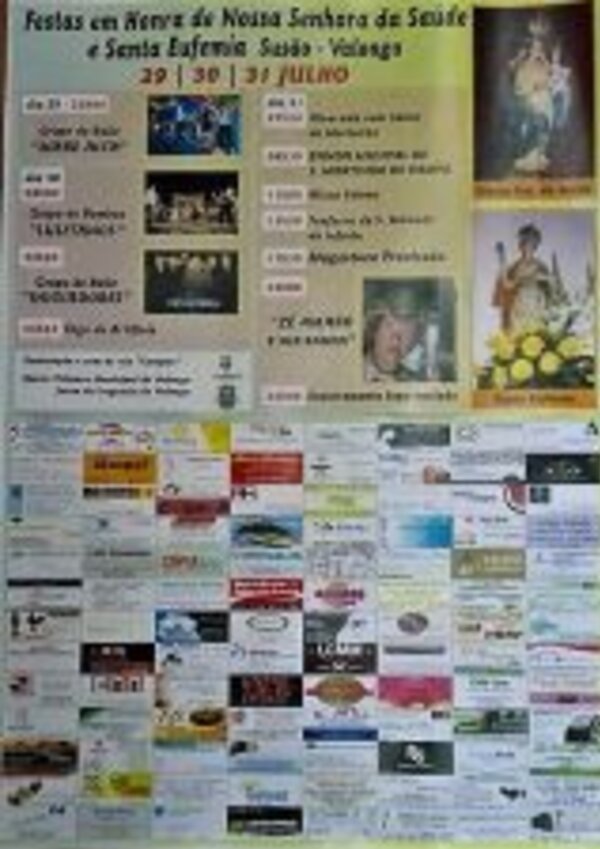 Cartaz das Festas em Nerva com programação e anúncios de patrocinadores.