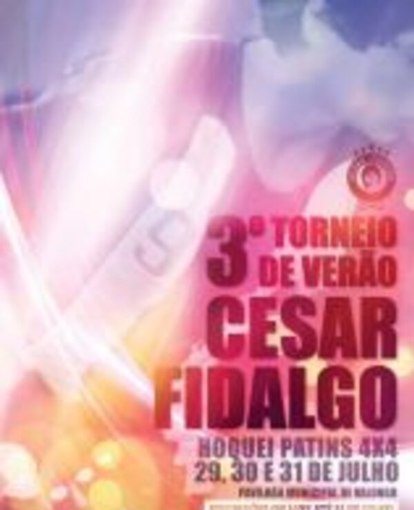 Cartaz do 3º Torneio de Verão César Fidalgo de Hóquei Patins 4x4.