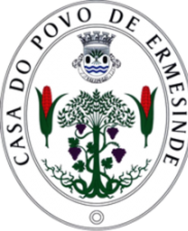 Emblema da Casa do Povo de Ermesinde com elementos naturais e a coroa.