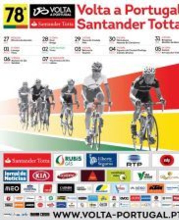 Cartaz da 78ª Volta a Portugal com ciclistas e datas do evento.