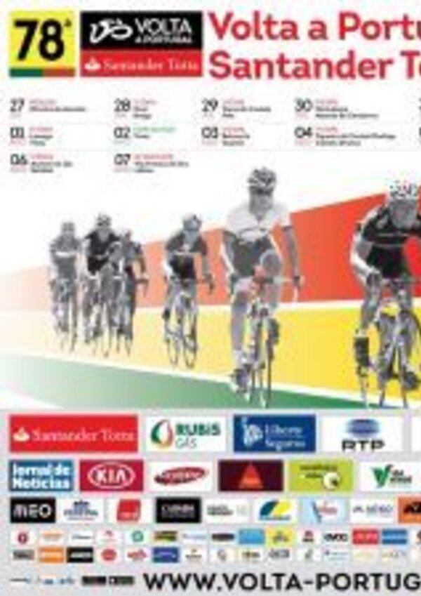 Cartaz da 78ª Volta a Portugal com ciclistas e datas do evento.