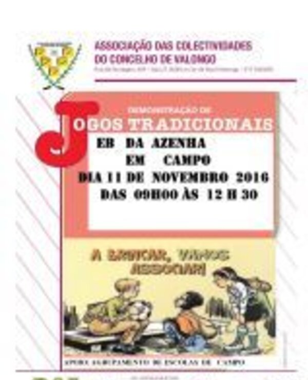 Cartaz sobre demonstração de jogos tradicionais em 11 de novembro de 2016.