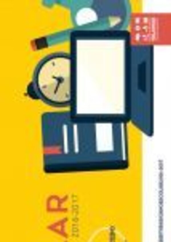 Cartaz colorido sobre a abertura do ano escolar, com data e informações.