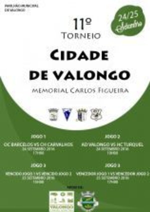 Cartaz do 11º Torneio Cidade de Valongo, com jogos e datas.