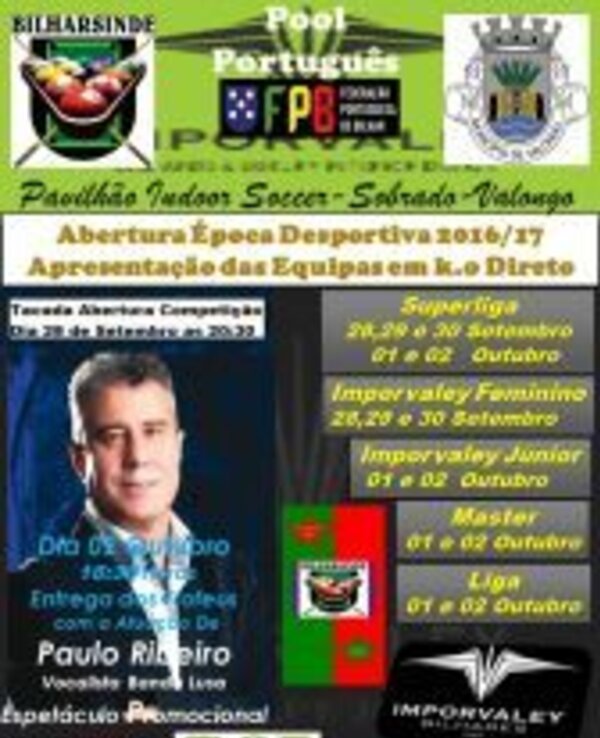 Cartaz da Abertura Época Desportiva 2016/17 com informações de eventos.