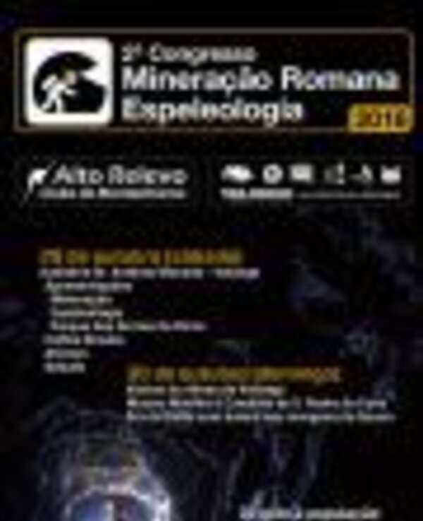 Cartaz do 3º Congresso de Mineração Romana e Espeleologia, com informações sobre o evento.