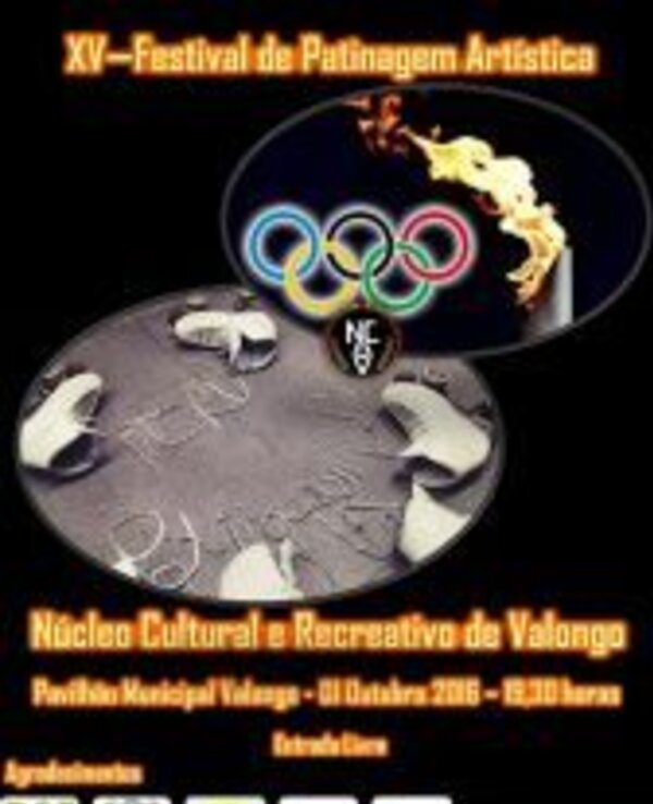 Cartaz do XV Festival de Patinagem Artística com detalhes do evento.