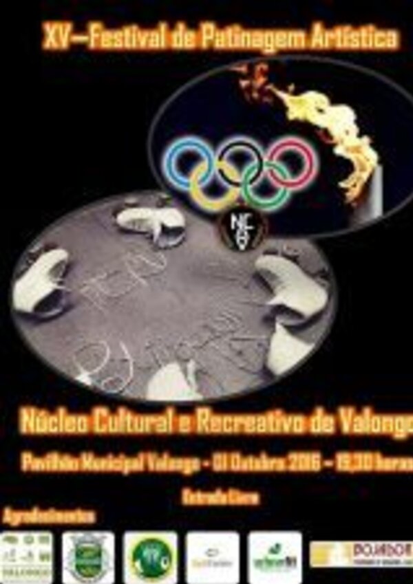 Cartaz do XV Festival de Patinagem Artística com detalhes do evento.