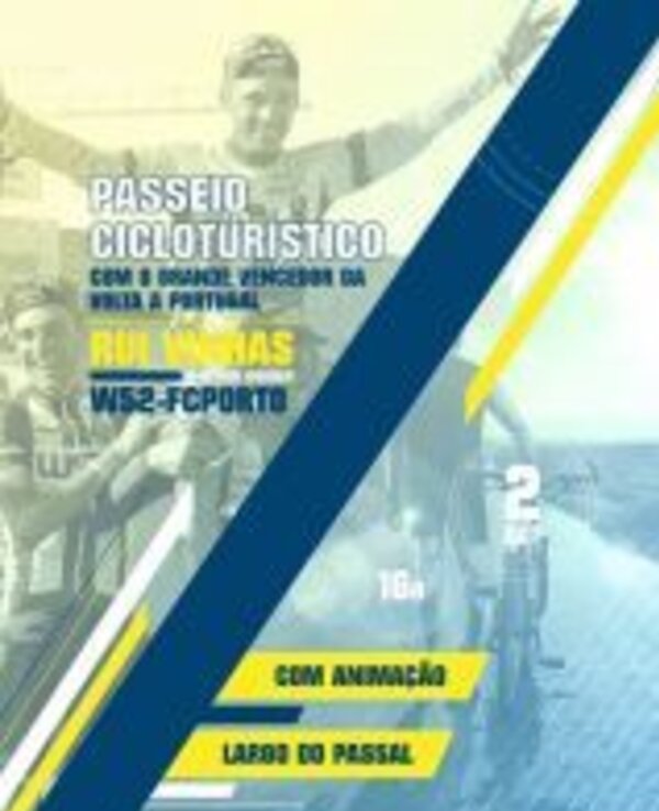 Cartaz do passeio cicloturístico com Rui Costa, vencedor da Volta a Portugal.
