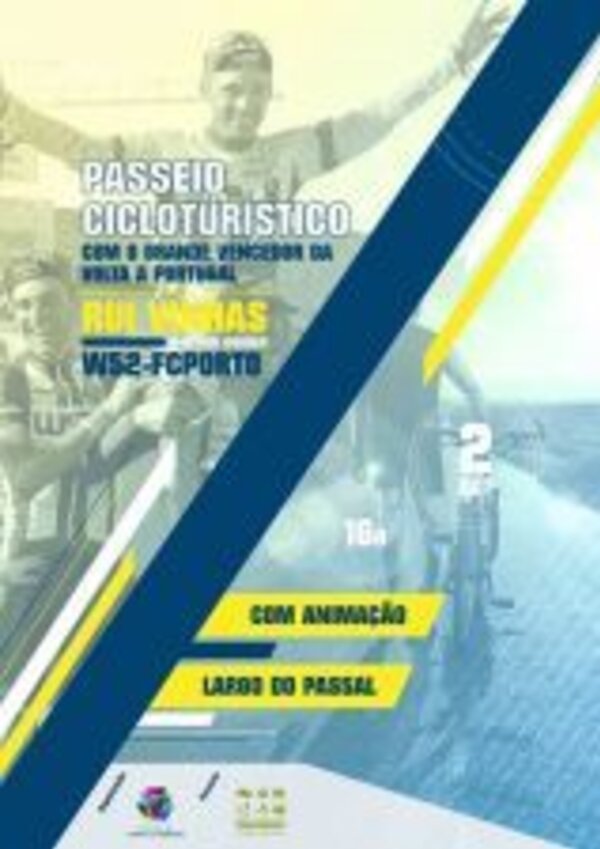 Cartaz do passeio cicloturístico com Rui Costa, vencedor da Volta a Portugal.