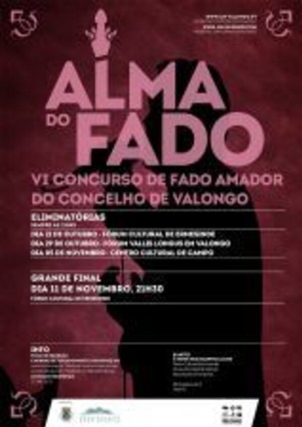 Cartaz do VI Concurso de Fado Amador de Valongo, com datas e locais.