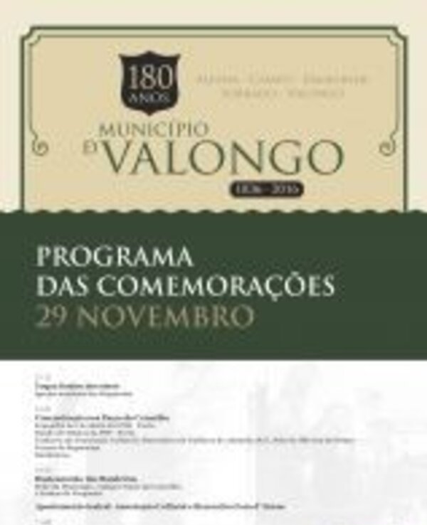 Cartaz do programa das comemorações do município de Valongo, 29 de novembro.