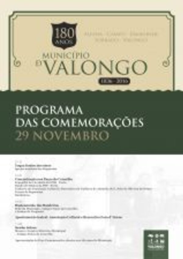 Cartaz do programa das comemorações do município de Valongo, 29 de novembro.