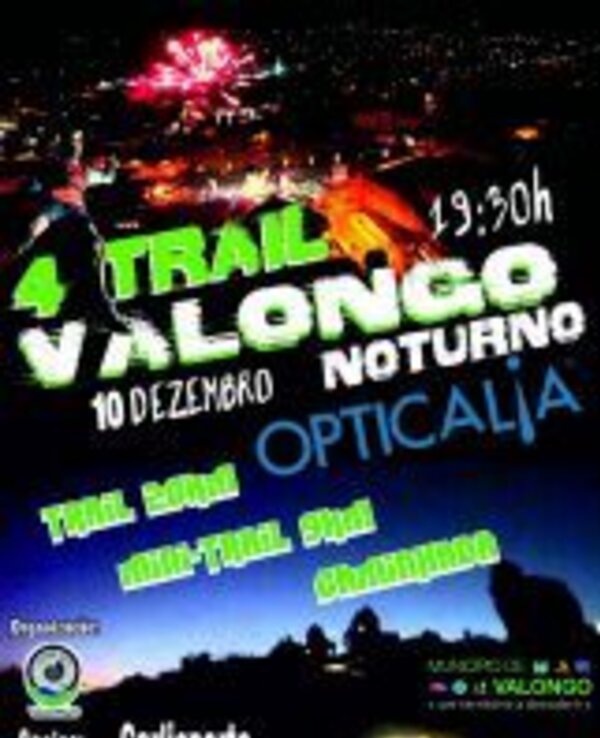 Cartaz do 4º Trail Valongo Noturno, com data e patrocinadores.