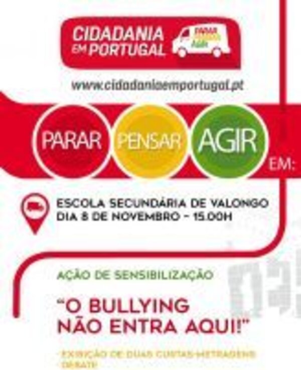 Cartaz sobre ação de sensibilização contra bullying na Escola Secundária de Valongo.