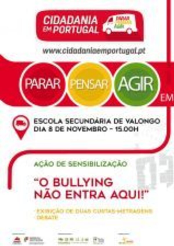 Cartaz sobre ação de sensibilização contra bullying na Escola Secundária de Valongo.
