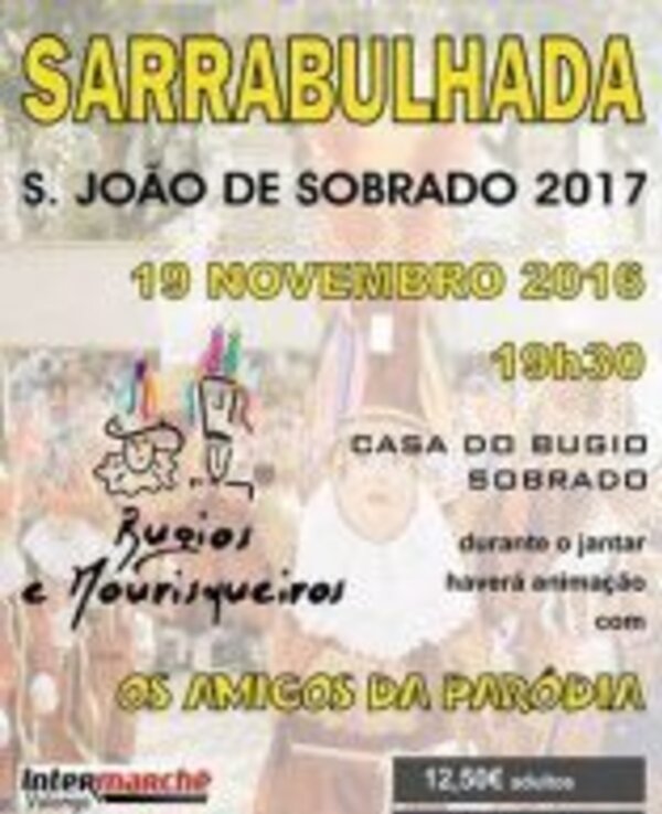 Cartaz da Sarrabulhada em S. João de Sobrado, com detalhes do evento.
