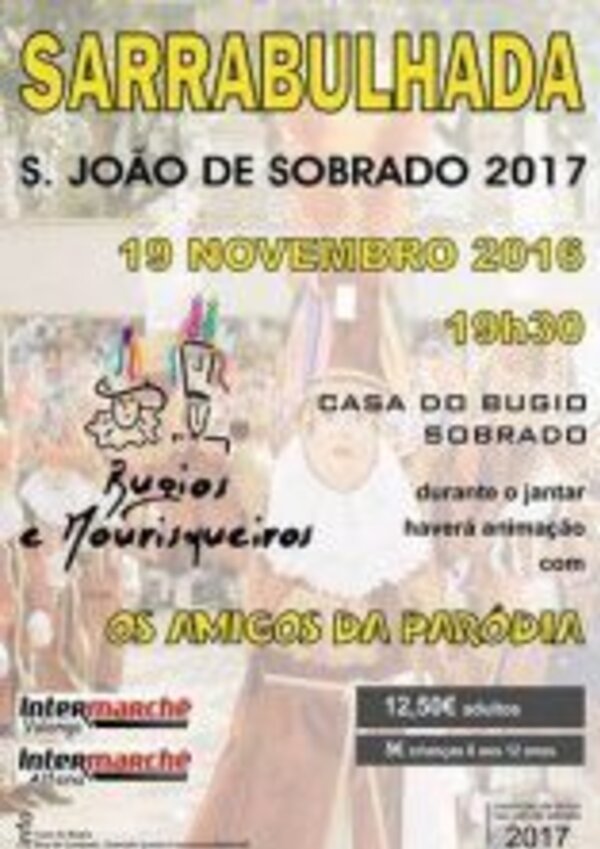 Cartaz da Sarrabulhada em S. João de Sobrado, com detalhes do evento.