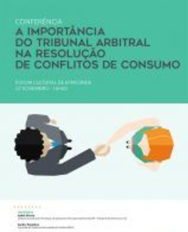 Cartaz da conferência sobre tribunal arbitral e conflitos de consumo.