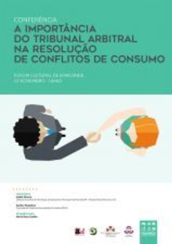 Cartaz da conferência sobre tribunal arbitral e conflitos de consumo.