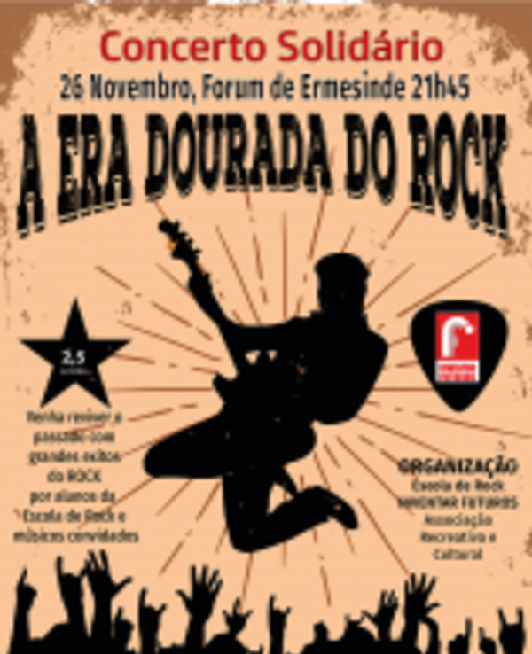 Cartaz do concerto solidário 'A Era Dourada do Rock' em Ermesinde.