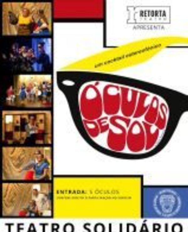 Cartaz do espetáculo 'Óculos de Sol', com informações sobre o evento.