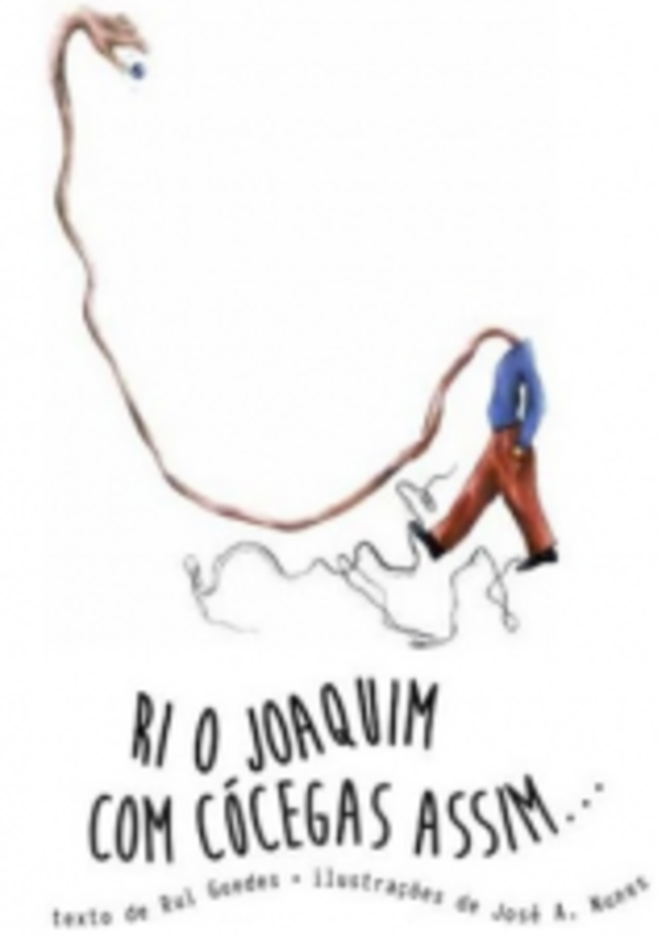 Ilustração de um homem a andar com uma corda que se assemelha a um animal.