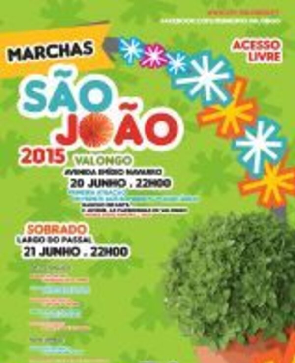 Cartaz do São João 2015 em Valongo, com informações sobre o evento.