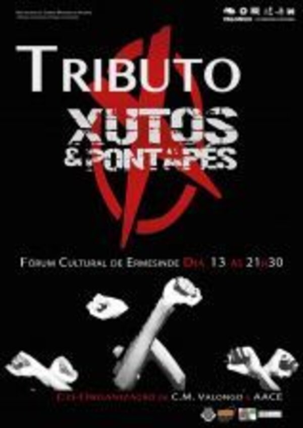 Cartaz do tributo aos Xutos & Pontapés, com punhos cerrados e informações do evento.