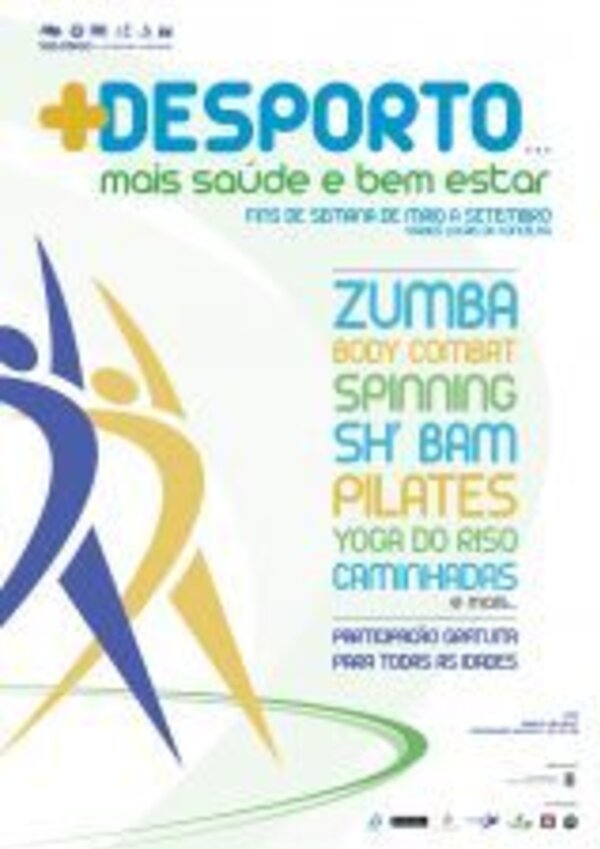 Cartaz do evento +Desporto, promovendo atividades de saúde e bem-estar.