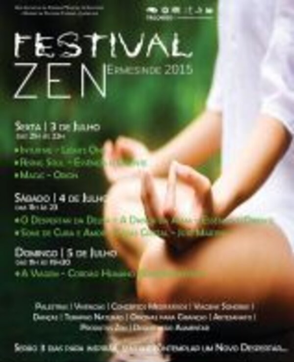 Cartaz do Festival Zen 2015 em Ermesinde, com programação e atividades.