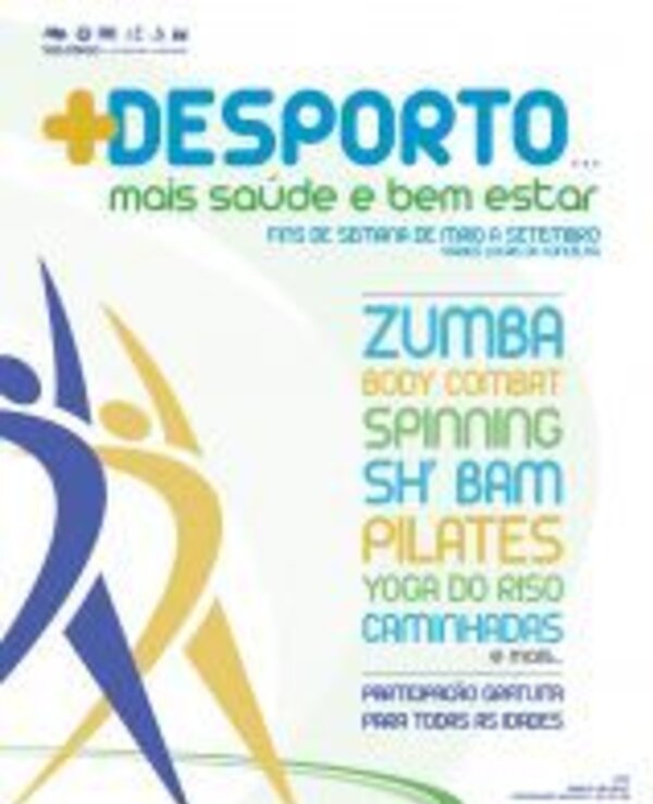 Cartaz sobre desporto, saúde e bem-estar com várias atividades e datas.