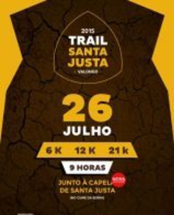 Cartaz do Trail Santa Justa com data, distâncias e local do evento.