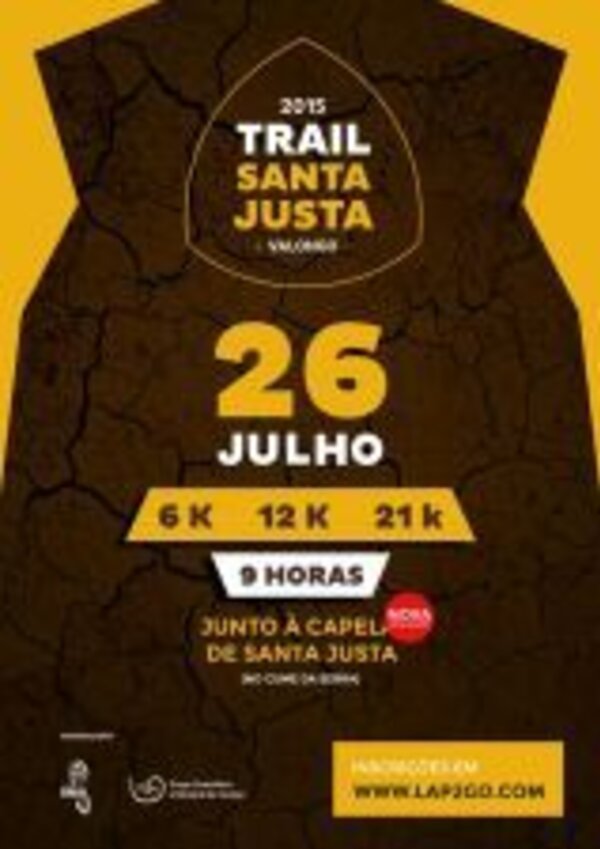 Cartaz do Trail Santa Justa com data, distâncias e local do evento.