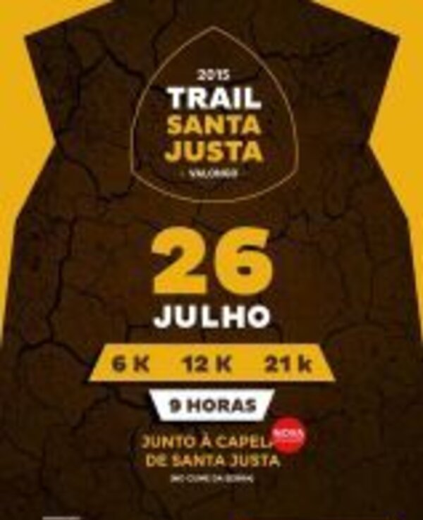 Cartaz do Trail Santa Justa com data, distâncias e local do evento.