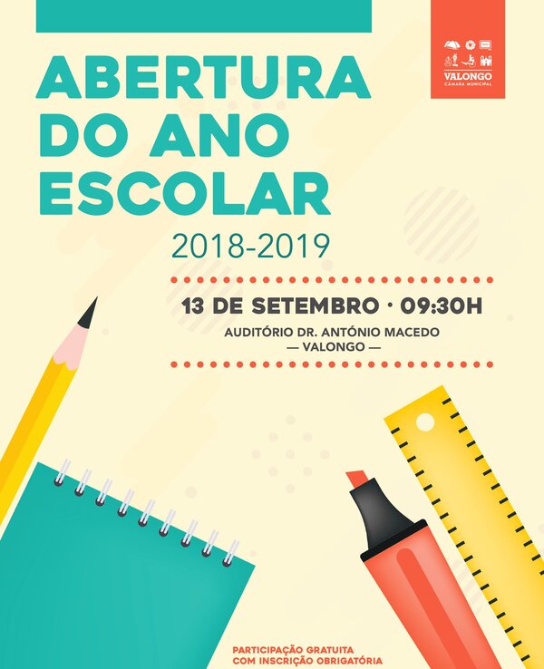 Cartaz da abertura do ano escolar 2018-2019 em Valongo.